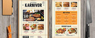 Bars and restaurants Menus