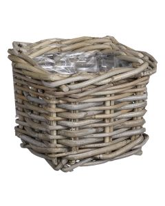 Storage basket, M, Marcia, rattan, grey, 21x21xH17 cm
