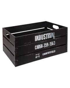 Storage box, square, metal, black, L- 50x30xH23.5cm