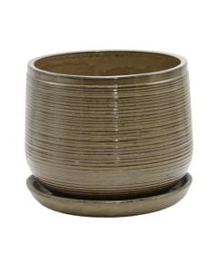 Flower pot, ceramic, brown, 21.5x21.5x19 cm