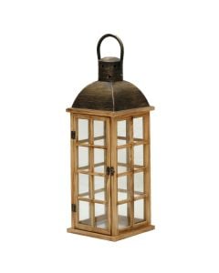Fener dekorues , metal/xham, kafe e errët, 14xH52 cm