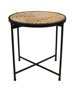 Coffee table, metal/straw, black/natural, 40x42 cm