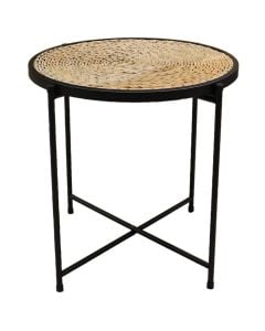 Coffee table, metal/straw, black/natural, 45x45 cm