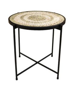 Coffee table, metal/straw, black/natural, 45x45 cm