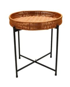 Coffee table, metal/straw, black/natural, 40x42 cm