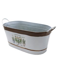 Flower pot, metal, white/brown, 42.5x22.5x18 cm