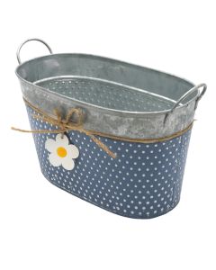 Flower pot, metal, grey, 25x12x14 cm