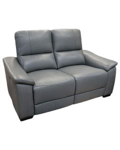 Sofa, 2-seater, leather, wooden legs, dark grey, 160x99xH102 cm