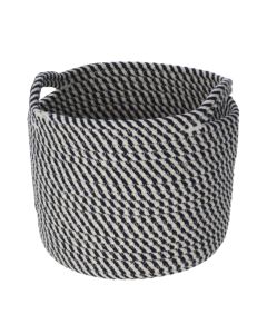 Basket, M, cotton, white/black, 20xH18 cm