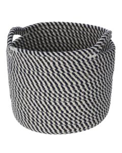 Basket, L, cotton, white/black, 23xH21 cm