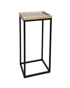 Side table ''Kanala M'', metal/glass/wooden, black/brown, 35x35xH70 cm