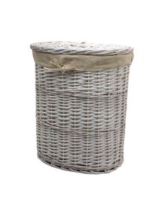 Laundry basket, Kankun M, Oval, Straw, White, 42x30x47 cm