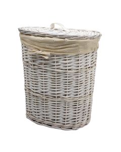 Laundry basket, Kankun S, Oval, Straw, White, 34x24x39 cm