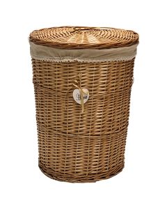 Laundry basket, Kinsha L, Round, Straw, Natural, Ø44x56 cm