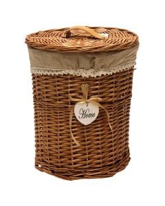 Laundry basket, Kinsha S, Round, Straw, Natural, Ø30x40 cm