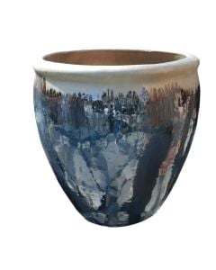 Flower pot, S, ceramic, grey/blue sky, Ø48xH47 cm