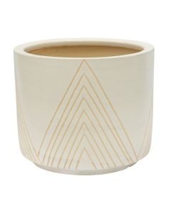 Flower pot, M, ceramic, beige/white, Ø26xH22 cm