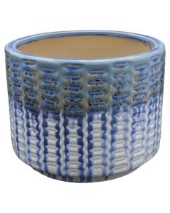 Flower pot, L, ceramic, white/blue, Ø33xH26 cm