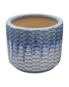 Vazo lulesh, M, qeramike, e bardhë/blu, Ø26xH22 cm