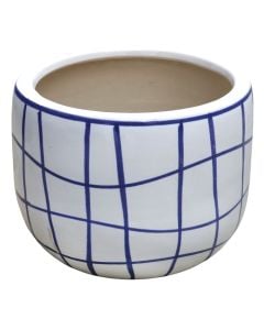 Flower pot, L, ceramic, white/blue, Ø29xH22 cm