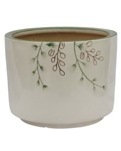 Flower pot, L, ceramic, white/green, Ø33xH26 cm