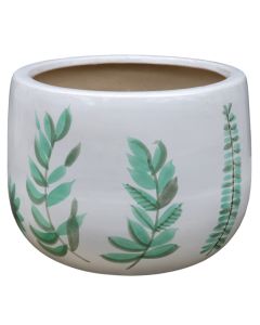 Flower pot, L, ceramic, white/green, Ø29xH22 cm