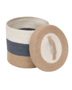 Decorative basket, Oceane, M, jute, grey/white/brown