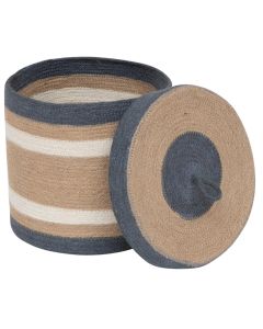 Decorative basket, Oceane, L, jute, grey/white/brown