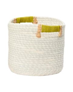 Decorative basket, S, seagrass, white/green