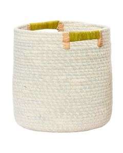Decorative basket, M, seagrass, white/green