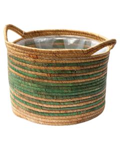 Basket for flowers, S, rope, brown/green