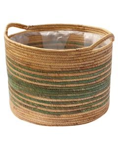 Basket for flowers, M, rope, brown/green