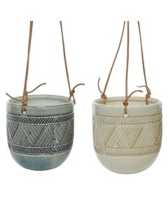 Flower pot, M, with hanging, ceramic, assorted