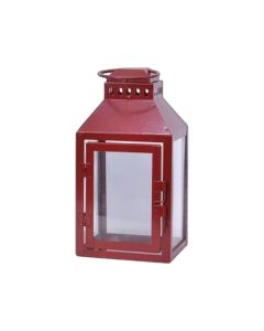 Decorative lantern, S, metal, red, 12x12xH24cm