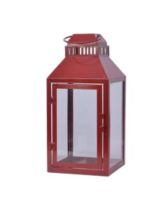 Decorative lantern, M, metal, red, 16x16xH35cm