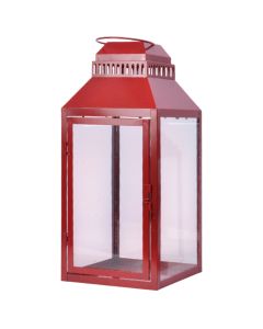 Decorative lantern, L, metal, red, 20x20xH45cm