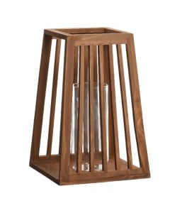Decorative lantern, L, wooden, brown, 20x20xH30cm