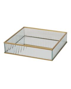 Decorative tray, S, metal/glass, golden,20x20xH4.5cm