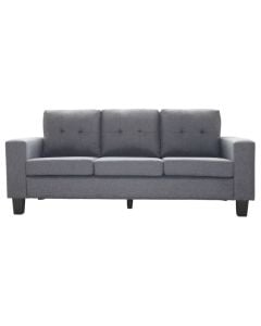 Sofa, 3-seater, textile upholestry, wooden frame, grey,