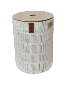 Laundry basket, textile/wood material, white, 35xH48 cm