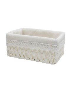 Basket, textile material, white, 18x12xH8 cm