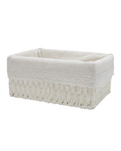 Basket, textile material, white, 22x16xH9.5 cm