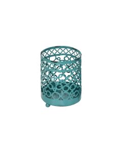 Candle holder, metallic, green, Ø9 xH11.5 cm