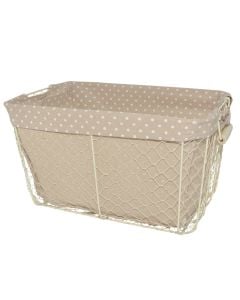 Storage box, metal and textile, beige, 50x36xH30 cm