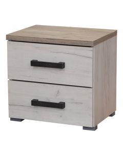 Bedside table, KENT, melamine, white oak / grey oak, 44.35x33.5xH43 cm