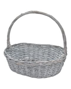 Wicker box, willow, grey, 48x43xH45 cm
