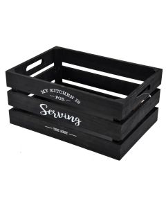 Storage box, wooden, black, 35x24xH16 cm