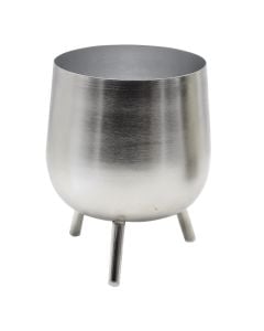 Flower pot on stand, S, metal, silver, Ø15.5 xH20 cm