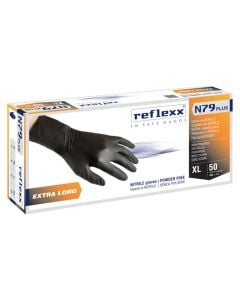 Disposable work gloves, Reflexx, nitrile, powder-free, size XL, 50 pieces, black color