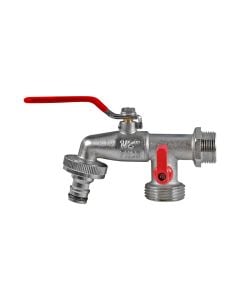Garden faucet, double outlet, zinc, 1/2 "